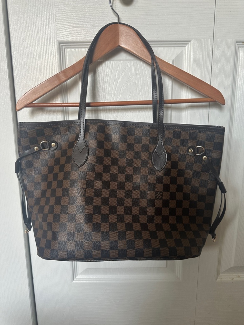 Fake LV medium NeverfuCheckerboard Brown Tote Bag - Classic Women's Shoulder Bag
